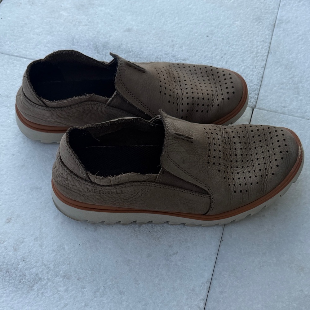 Merrell Men's Tan Perforated Slip-On Loafers